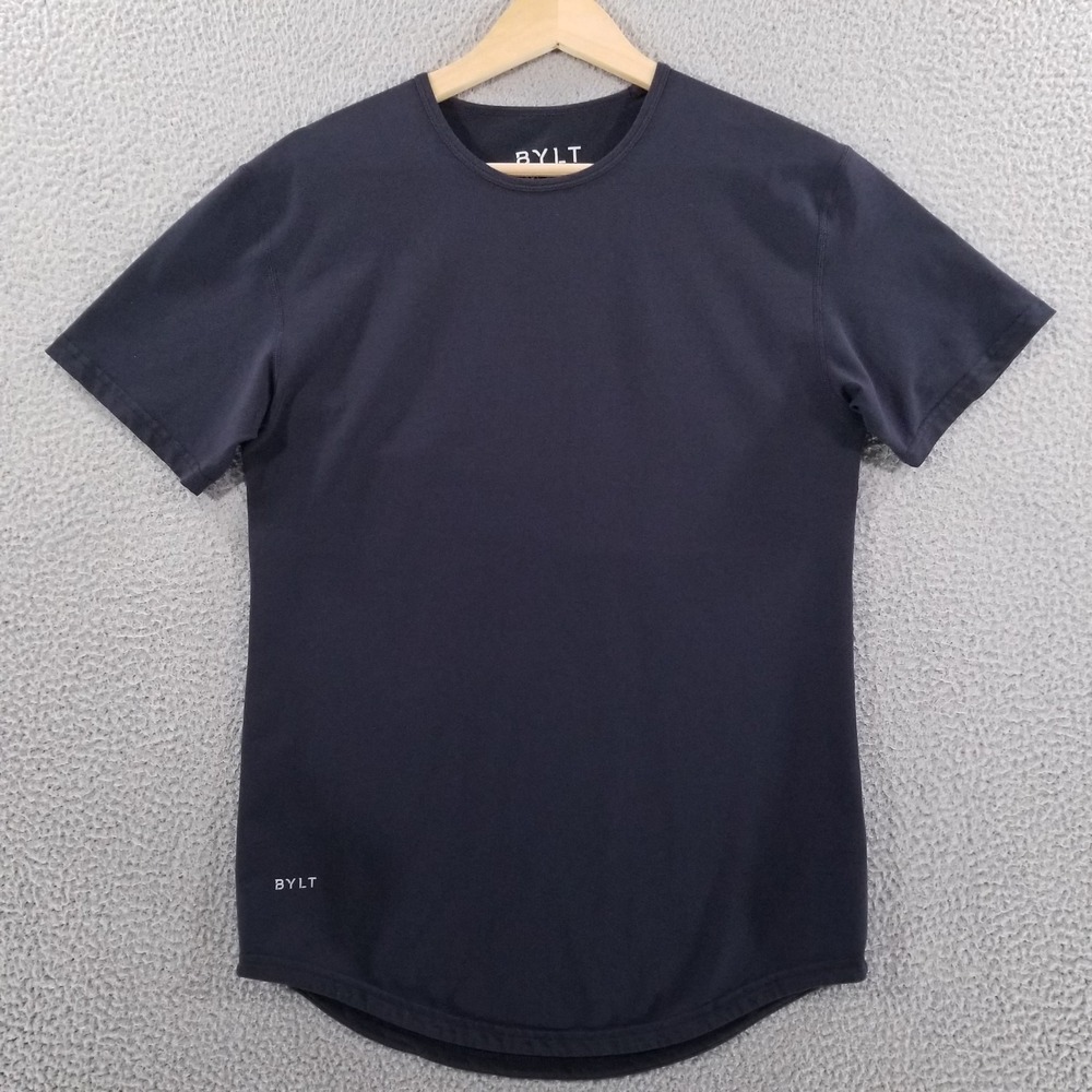 BYLT Shirt Mens Small Navy Drop Cut Lux Performance Athleisure Gym Commute